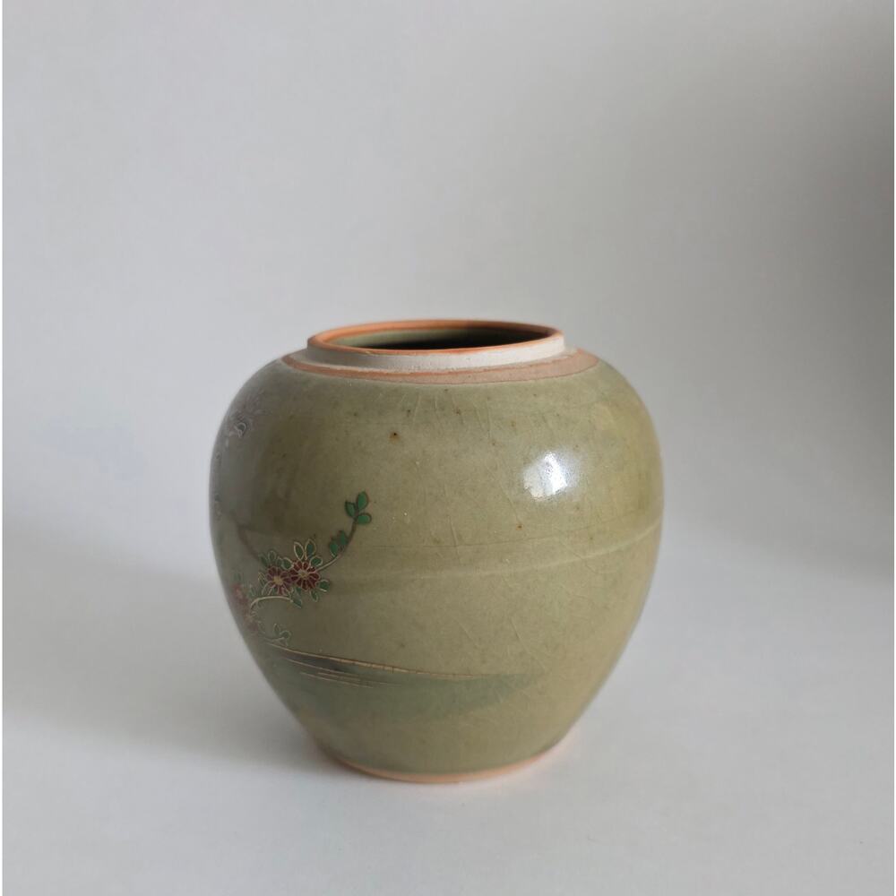 Vintage Japanese Floral Moriage Pottery Ginger Jar or Vase 4.5in - Picture 3 of 9